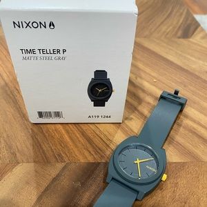Nixon Time Teller Matte Gray with yellow watch
